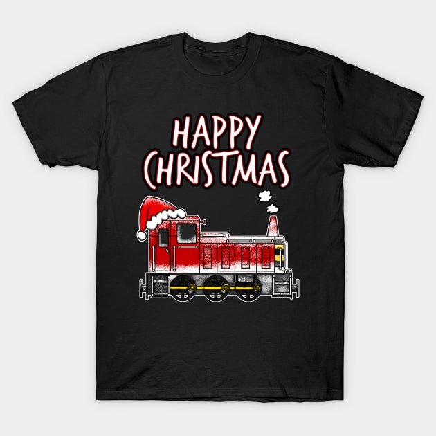 Happy Christmas Train Diesel Locomotive Rail Enthusiasts T-Shirt by doodlerob
